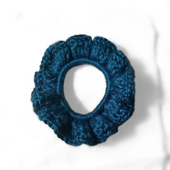 HANDMADE. Blue scrunchie set! *SET OF TWO* made from bamboo yarn! - Picture 2 of 10